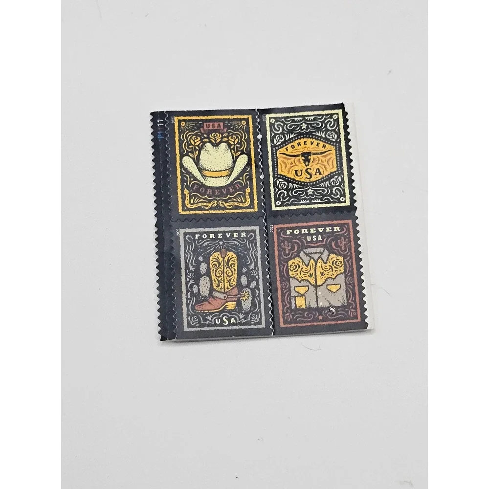 USPS Western Wear Forever Stamps Booklet 20 First Class Postage Cowboy Boots Hat